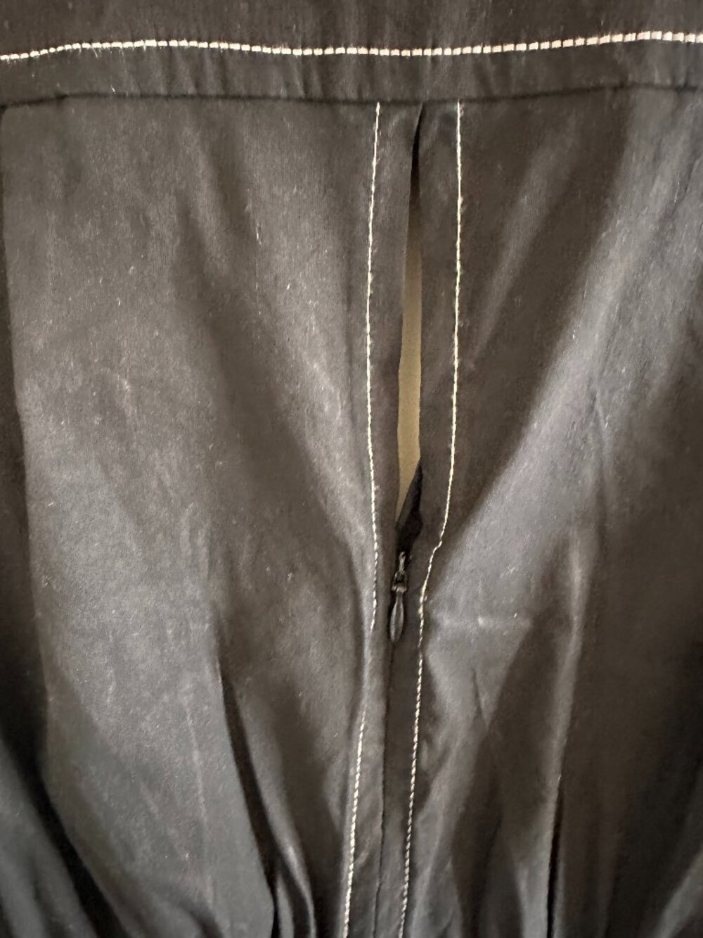 ANTHROPOLOGIE LONG SLIM BLACK DRESS with accent white stitching
